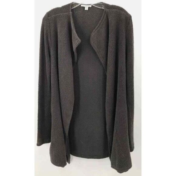 James Perse Standard ANTHROPOLOGIE BLACK texture Long Open Cardigan Sweater 4 XL - Picture 1 of 7